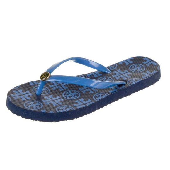 TORY BURCH Thin Flip Flop in Navy Mixed Logo Size 6 - Picture 1 of 6